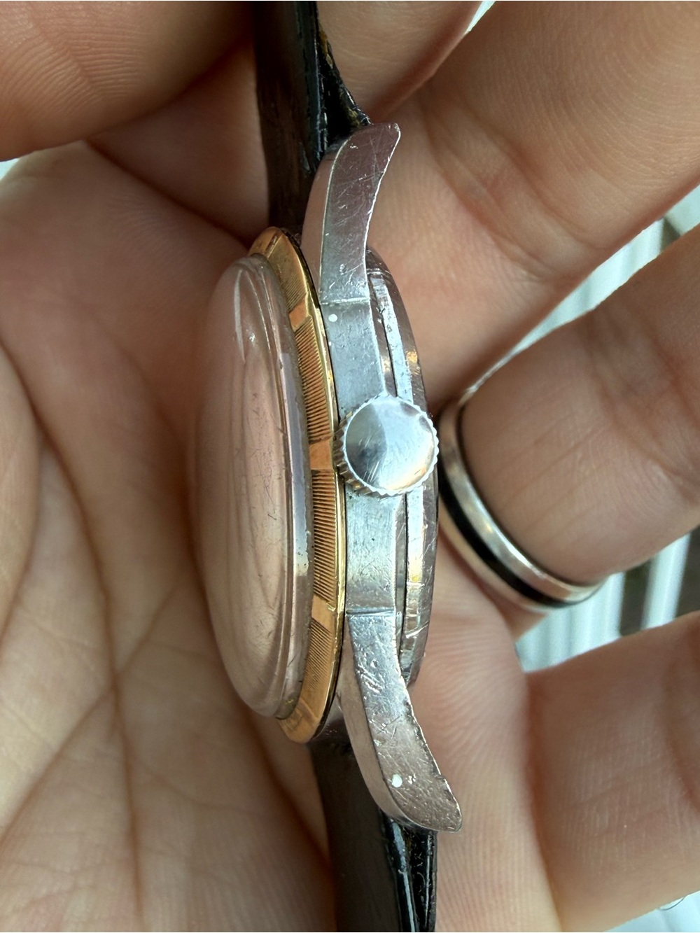 Vintage 1950’s 14k gold & Steel Gruen Genève Presicion Power 34mm - Picture 9 of 16